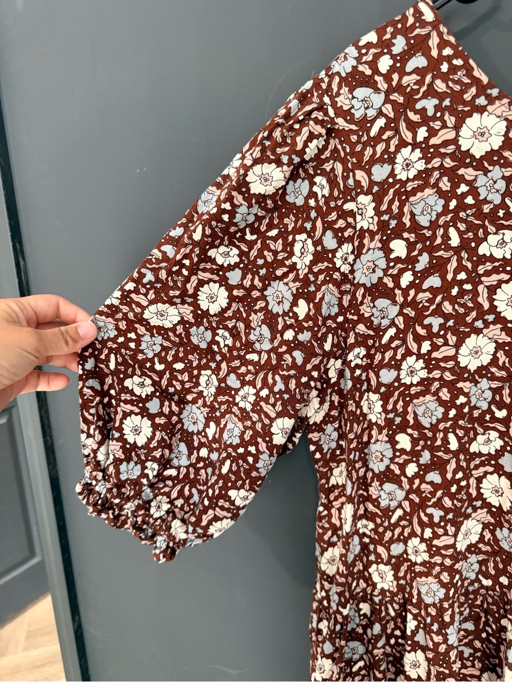 Rylee + Cru Rust Floral Tiered Maxi Dress with Cream Blooms - Picture 2 of 4